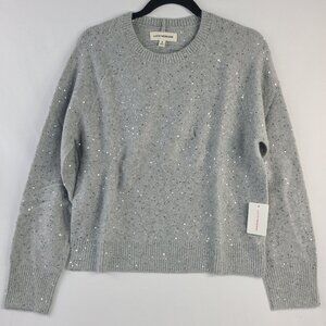NWT Lucky Brand Gray Sequin Knit Sweater Sz Medium MSRP $99